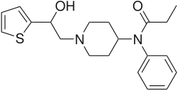 Chemical structure of betahydroxythiofentanyl.