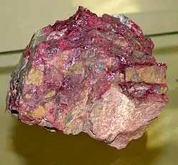 Cinnabar or mercury sulfide (HgS) is the most common source ore for refining elemental mercury