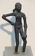 The Dancing Girl, an Harappan artwork; 2400–1900 BCE; bronze; height: 10.8&nbsp;cm; National Museum (New Delhi, India)