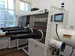 Glovebox with microscope and airlock