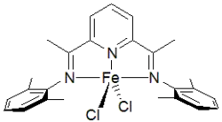 Catalysts supported by tridentate diiminopyridine ligand.