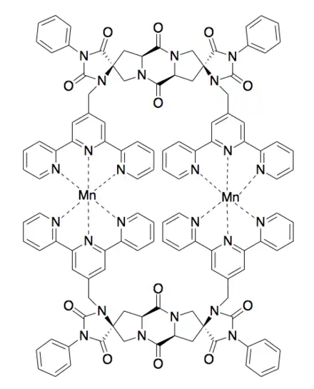 A spiroligomer that binds manganese and zinc