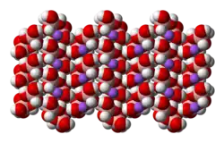 space-filling model of the crystalstructure of sodium tetrahydroxyborate