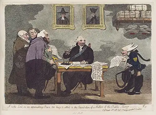 A noble lord, on an approaching peace, too busy to attend to the expenditure of a million of the public money