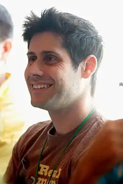 Ben Diskin speaking at the 2017 Saboten Con.