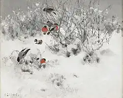 Winter landscape with bullfinches, 1891