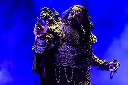 Mr Lordi on stage during a Lordi concert in 2024