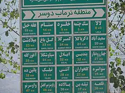 Entrance to Chahardangeh Rural District of Sari County