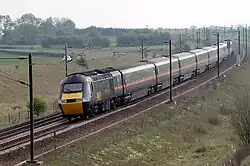 A GNER InterCity 125 near York. The InterCity 125 set the current world speed record for a diesel train (148&nbsp;mph) near Thirsk in 1987.