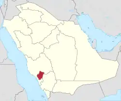 Map of Saudi Arabia with Al-Bahah highlighted