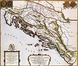 ILIYRICVM HODIERNVM, Quod Scriptores communiter SCLAVONIAM, Itali SCHIAVONIAM nuncupare solent, in Dalmatiam, Croatiam, Bosnam, et Slavoniam, from Atlas Van der Hagen