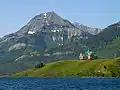 View from Waterton Lake of Mount Richards