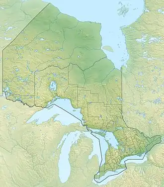 Map showing location of the canyon in Ontario