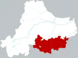 Location of Deqing County within Huzhou