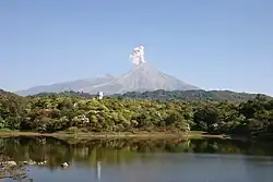 View of a volcano from Comala