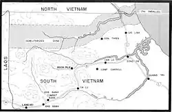 Map of the demilitarised zone between North and South Vietnam