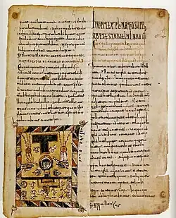 Page from the Silos fragment, the earliest survival, c. 885. Opening of the Fifth Seal