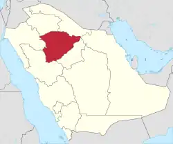 Map of Saudi Arabia with Ḥaʼil highlighted
