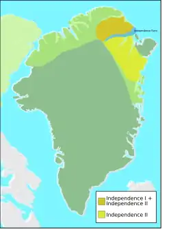 Areas of Independence I and Independence II cultures around Independence Fjord