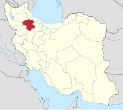 Location of Zanjan province in Iran