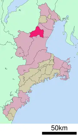 Location of Kameyama in Mie Prefecture