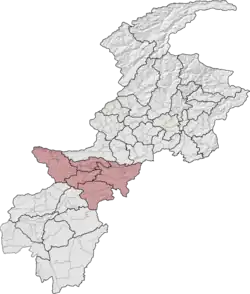 Kohat Division (red) in Khyber Pakhtunkhwa