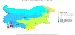 Köppen climate types of Bulgaria
