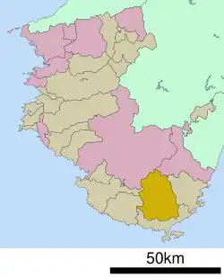 Location of Kozagawa in Wakayama Prefecture