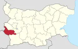 Location of Kyustendil Province in Bulgaria
