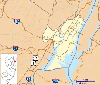 Harsimus is located in Hudson County, New Jersey