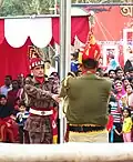 Indian and Bangladeshi soldiers at Benapole–Petrapole border ceremony.