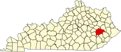 State map highlighting Breathitt County