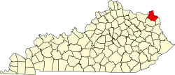 State map highlighting Greenup County