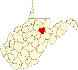 Location of Barbour County in West Virginia