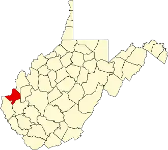Map of West Virginia highlighting Cabell County