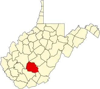Map of West Virginia highlighting Fayette County