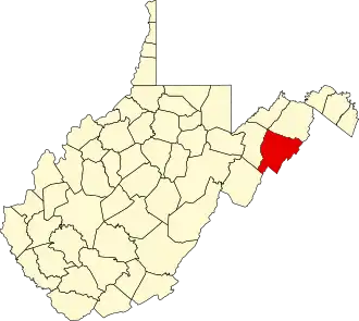 Map of West Virginia highlighting Hardy County