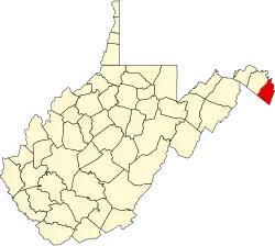 Map of West Virginia highlighting Jefferson County