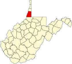 Map of West Virginia highlighting Marshall County