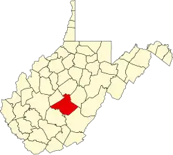 Map of West Virginia highlighting Nicholas County