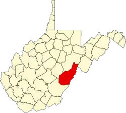 Location of Pocahontas County in West Virginia