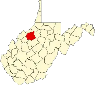 Map of West Virginia highlighting Ritchie County