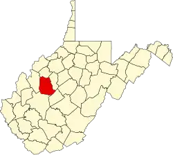 Map of West Virginia highlighting Roane County