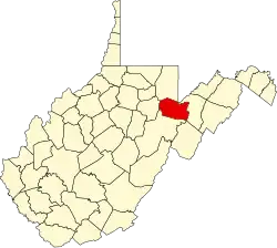 Location of Tucker County in West Virginia
