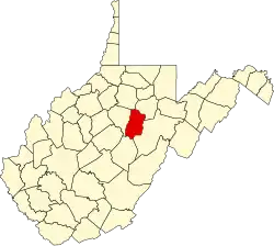 Map of West Virginia highlighting Upshur County
