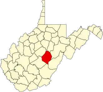 Map of West Virginia highlighting Webster County