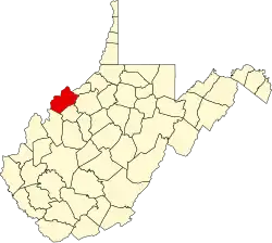 Map of West Virginia highlighting Wood County