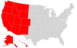 This map reflects the Western United States as defined by the Census Bureau. This region is divided into Mountain and Pacific areas.