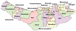 Location of Sari County in&nbsp;Mazandaran&nbsp;province (center&nbsp;right,&nbsp;purple)