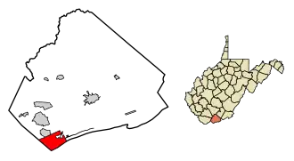Location of Bluefield in Mercer County, West Virginia